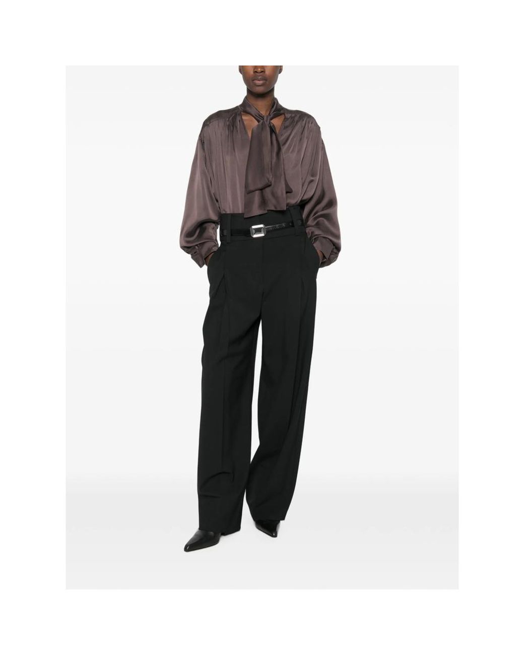 ANDAMANE Brown Mathilda Gathered Blouse