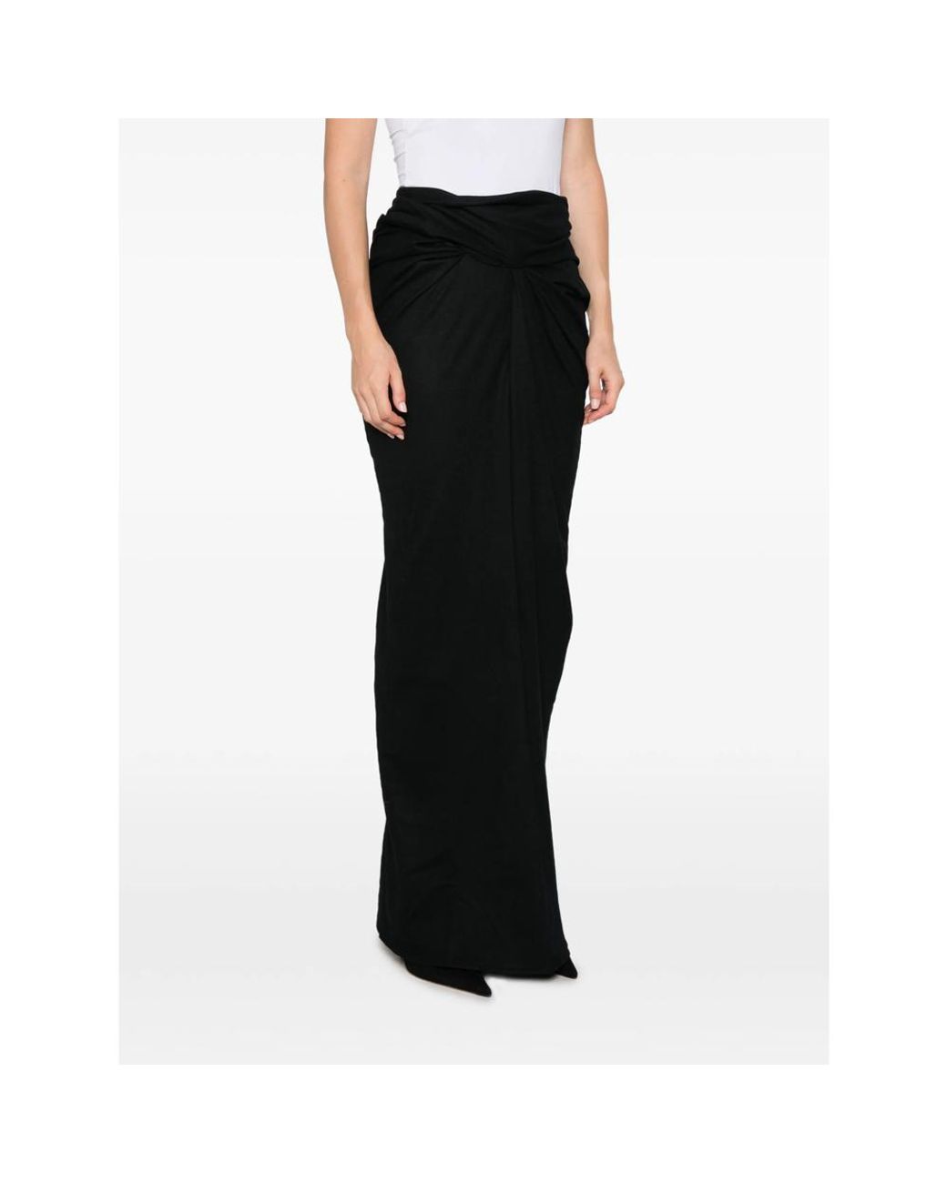 Entire studios Black Interlock Twist-Detail Draped Maxi Skirt