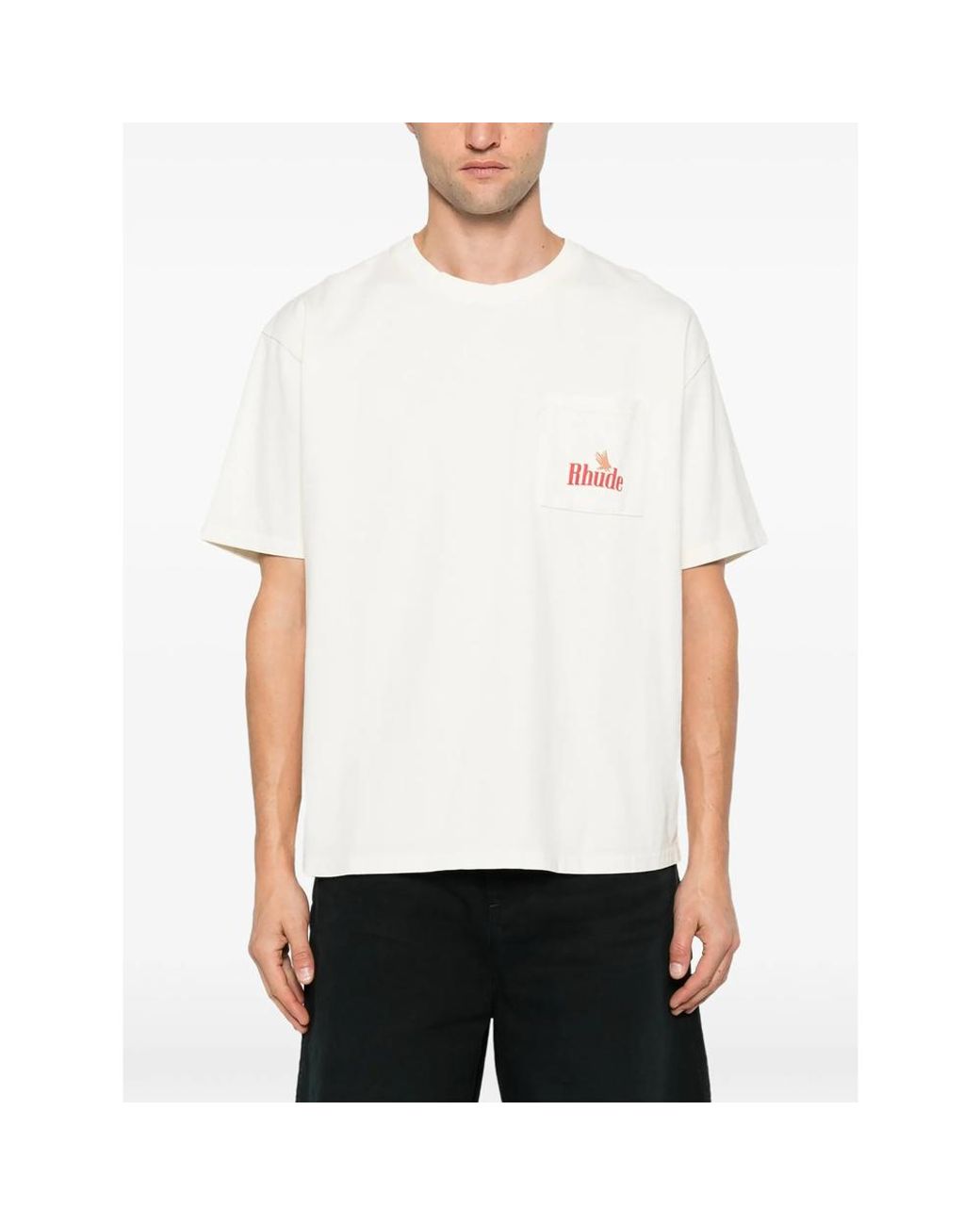 R H U D E © White American Spirit Logo-Print Pocket T-Shirt for men