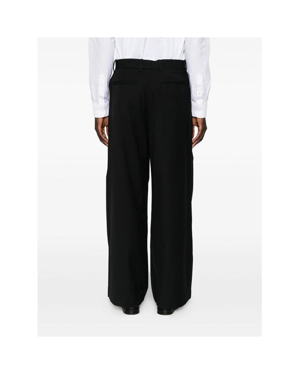 TONYWACK Black Pleated Wide-Leg Trousers for men