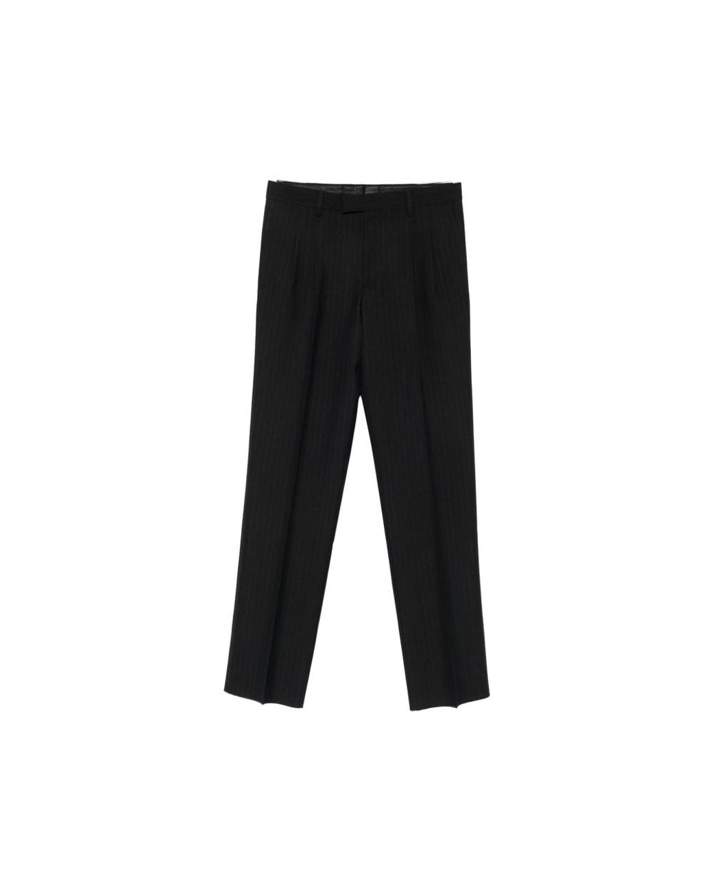 Lardini Black Pinstripe-Pattern Pleated Tailored Trousers for men