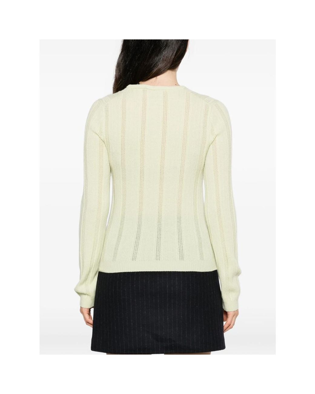 Paloma Wool Yellow Pointelle-Knit V-Neck Sweater