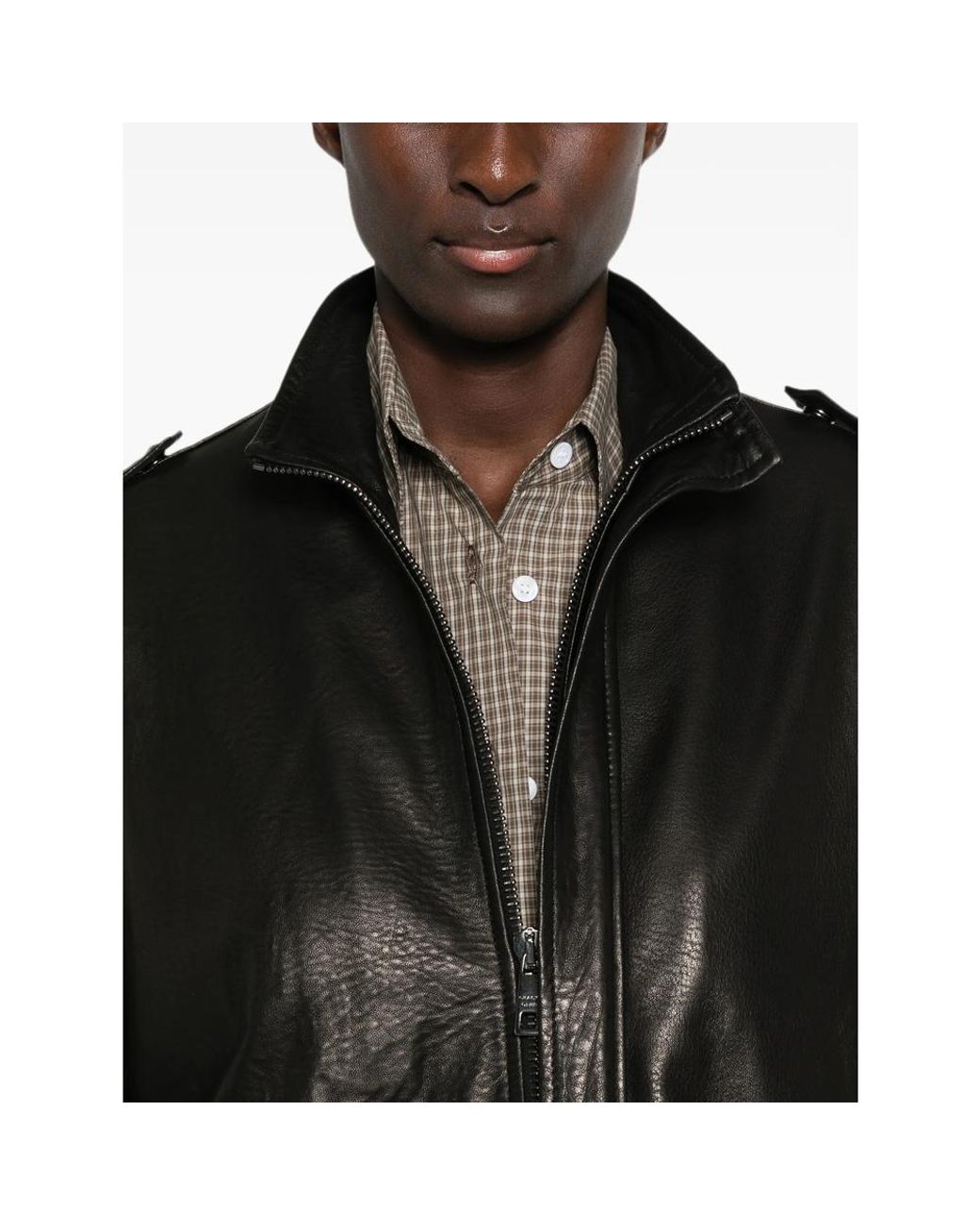 Giorgio Brato Black Leather Epaulette Jacket