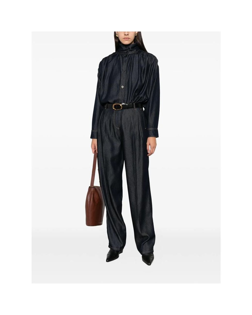 IRO Black Pleated Wide-Leg Jeans