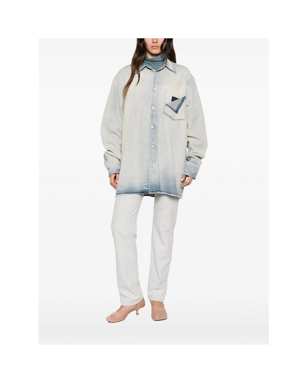 MM6 by Maison Margiela Gray Faded-Effect Denim Jacket