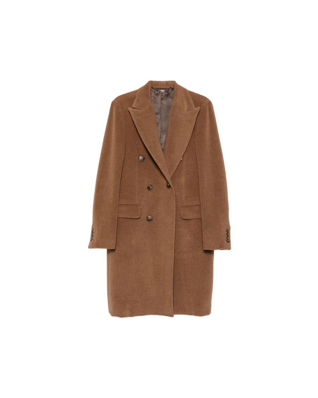 Canali Brown Double-Breasted Peak-Lapel Coat for men