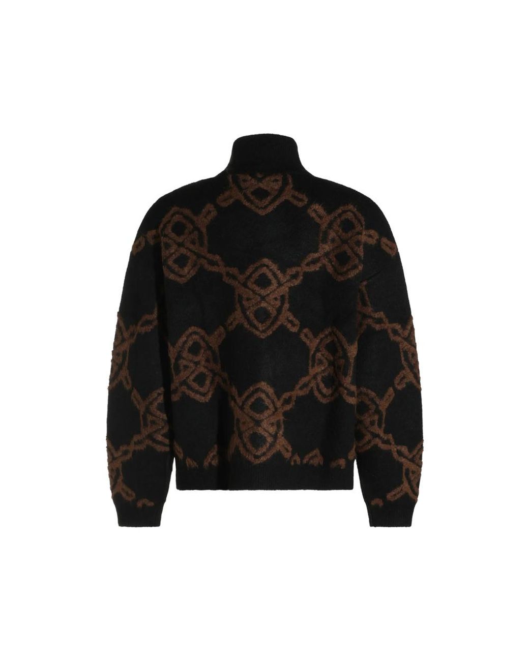 Daily Paper Black Shield Monogram-Pattern Zip-Up Sweater for men
