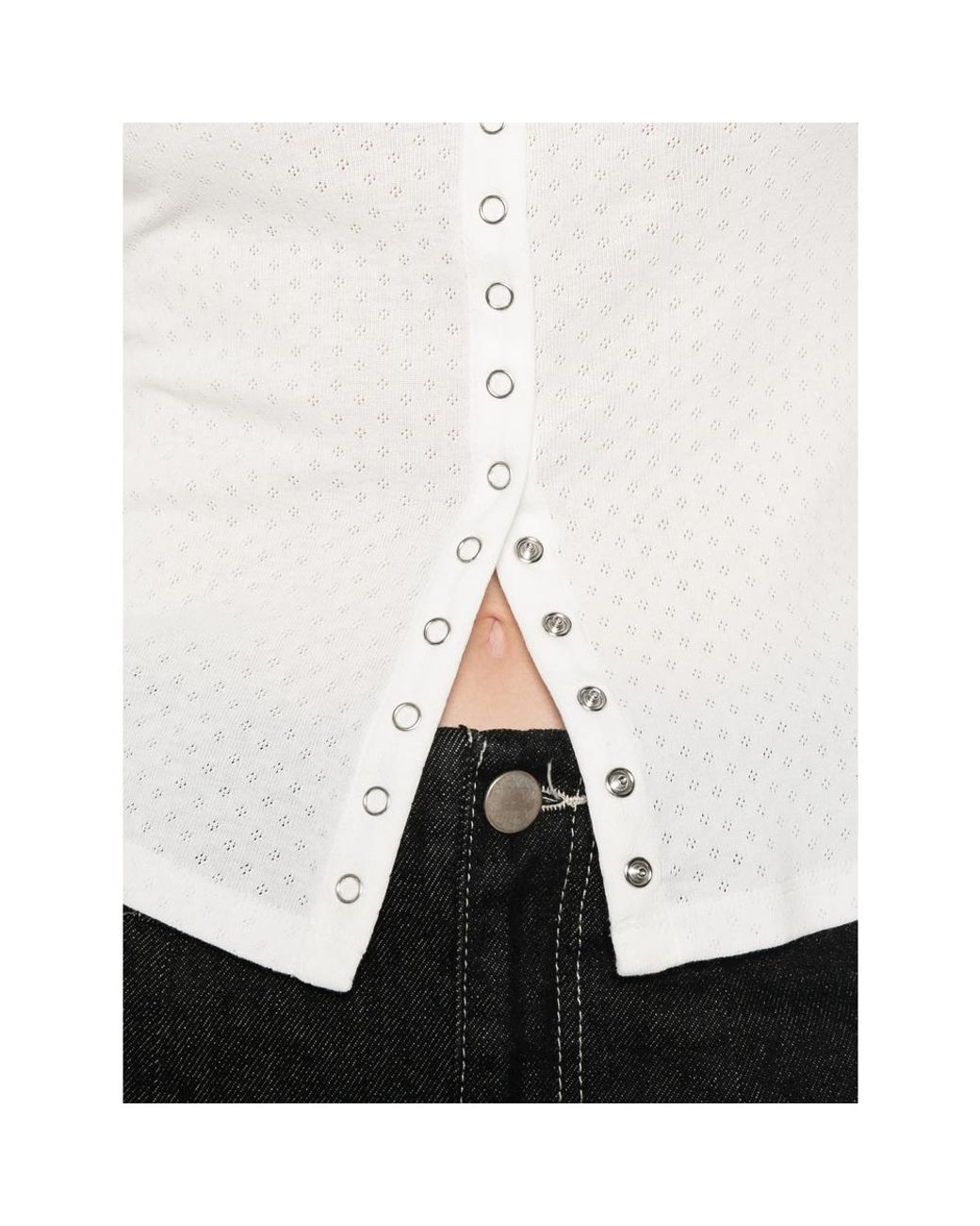 Re/done White Olivia Press-Stud Top