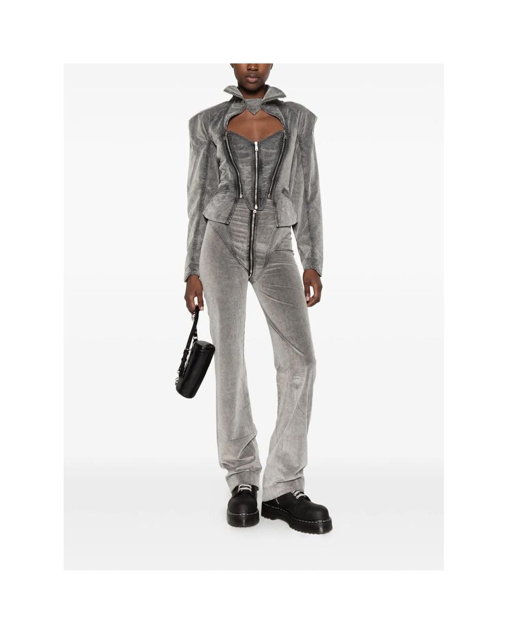 Vivienne Westwood Gray Beetle Corduroy Cut-Out Jacket