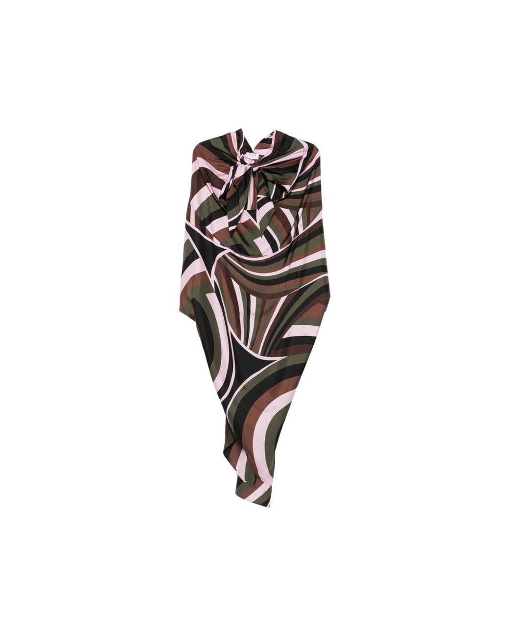 Emilio Pucci Black Iride-Print Asymmetric Midi Dress