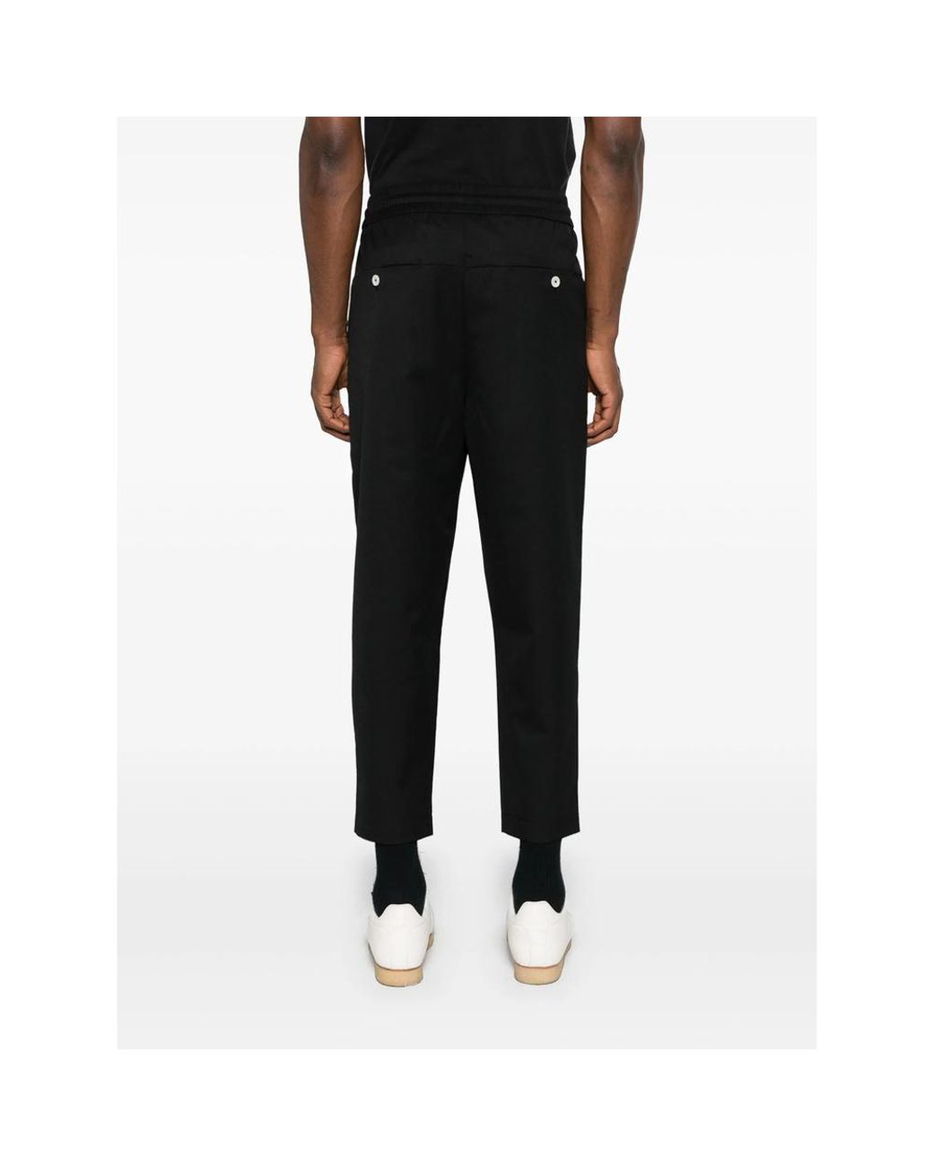 Drole de Monsieur Black Drawstring Twill Cropped Trousers for men