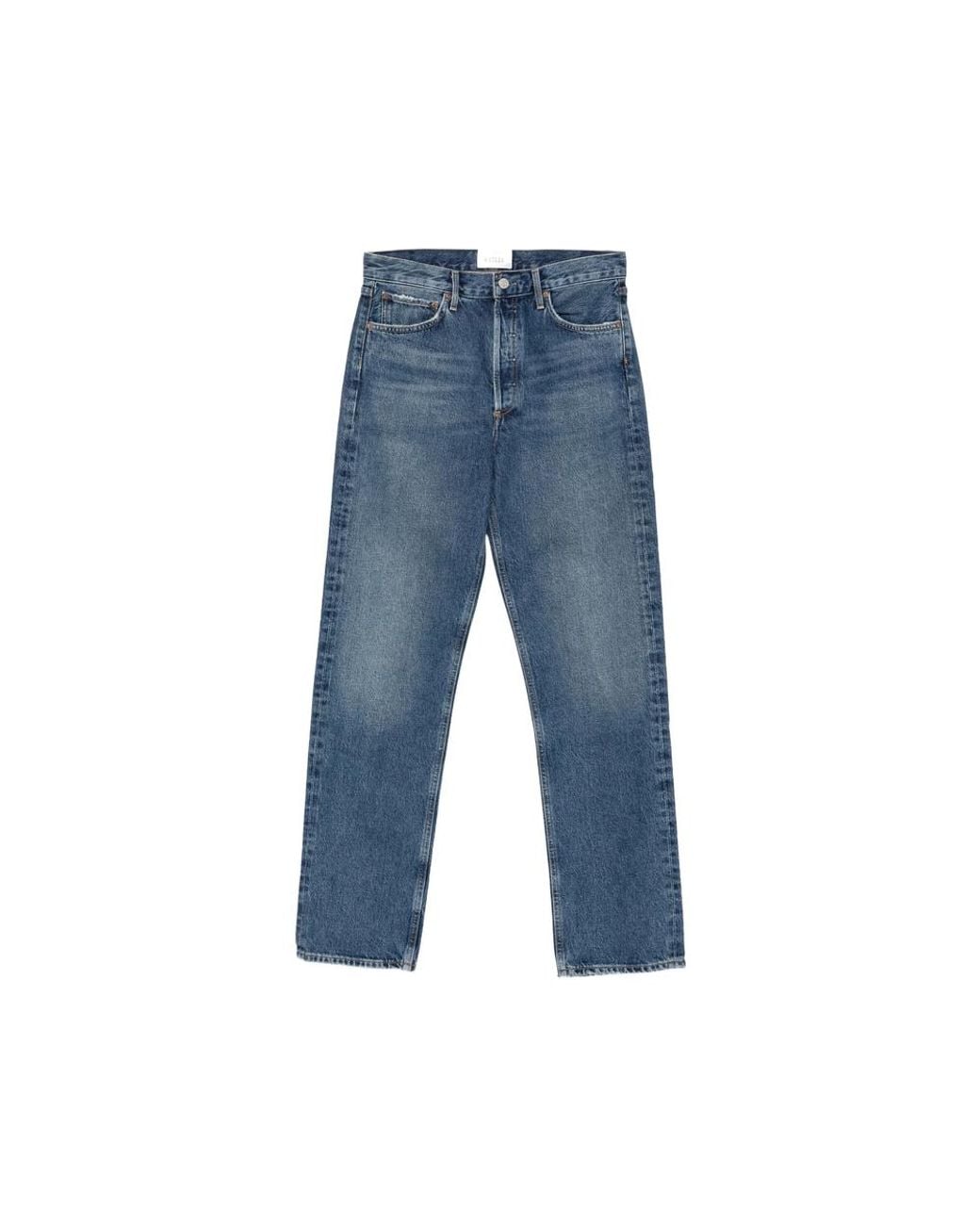 Agolde Blue Faded Straight-Leg Jeans