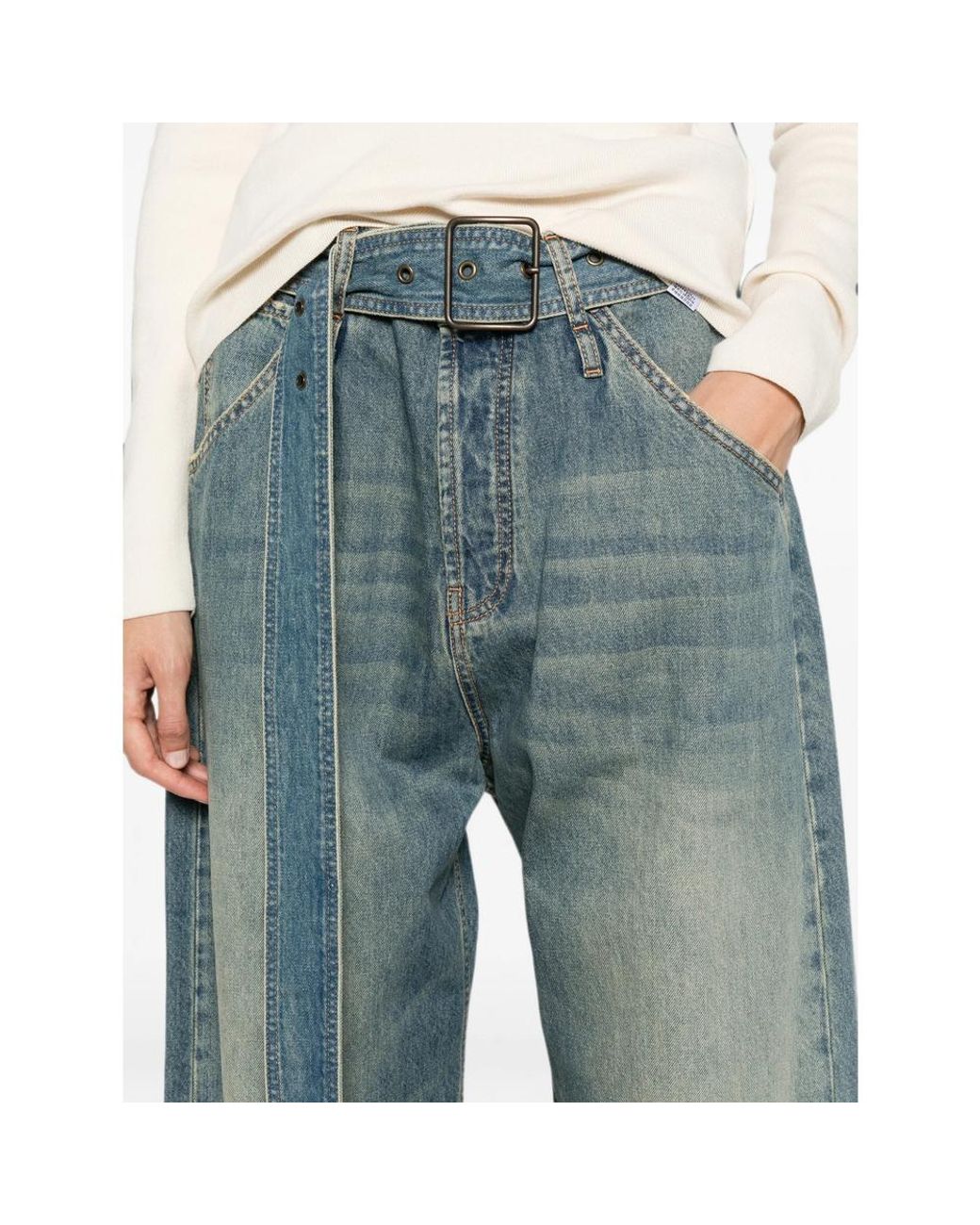 DARKPARK Blue Belted Wide-Leg Jeans