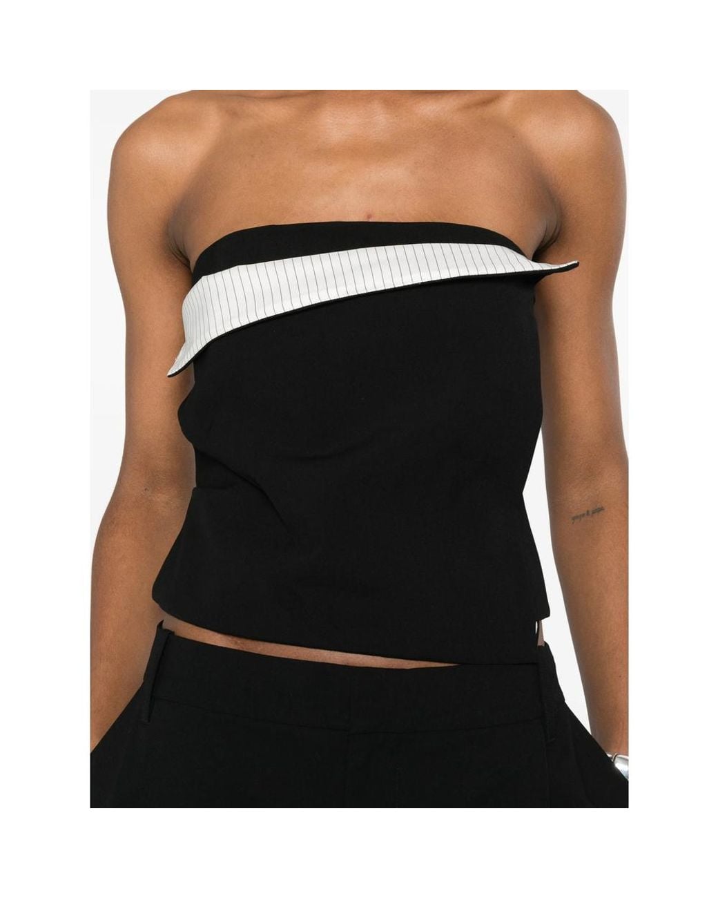Sir Black Rivoli Pinstripe-Panel Bandeau Top