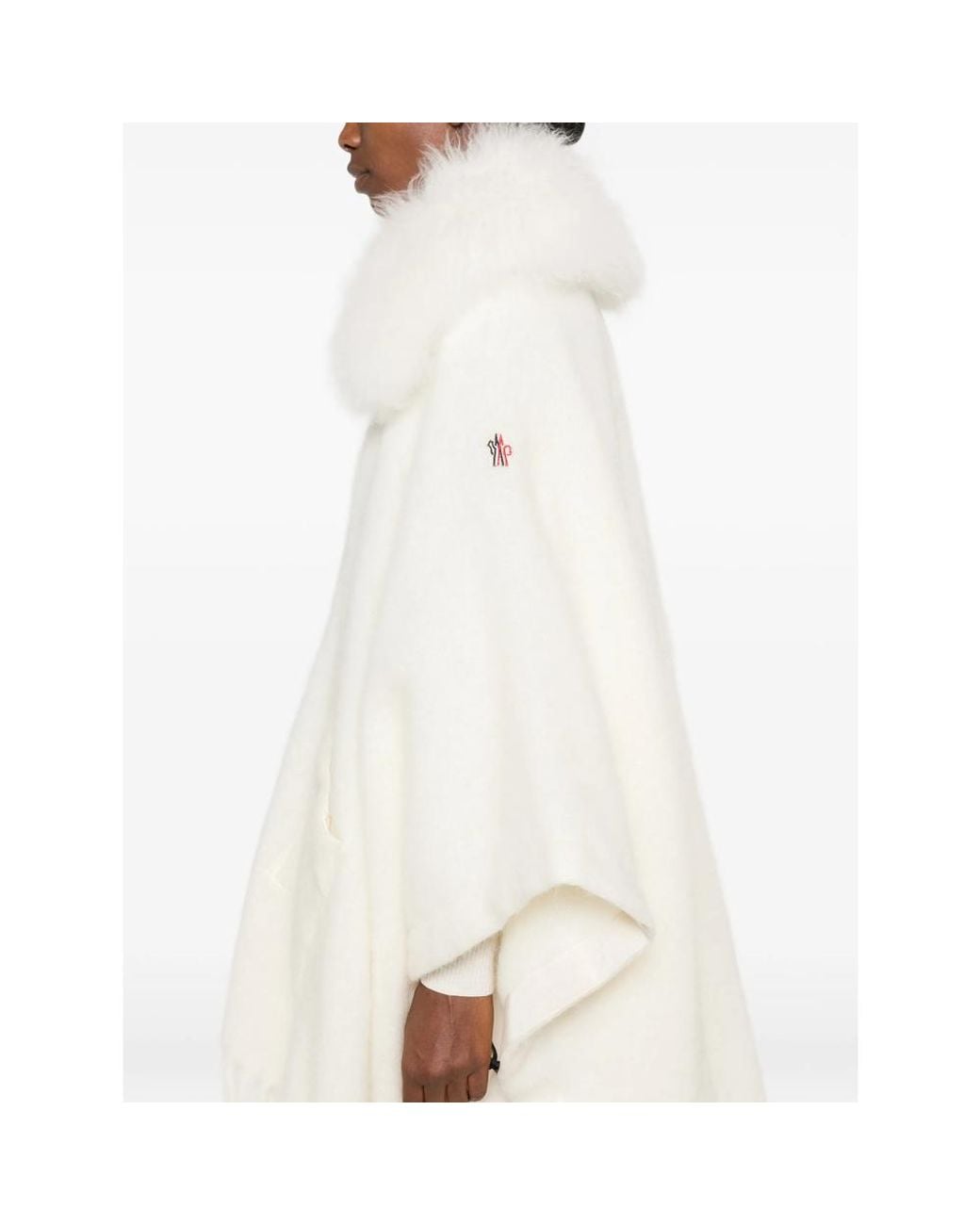 Moncler White Fringed Cape