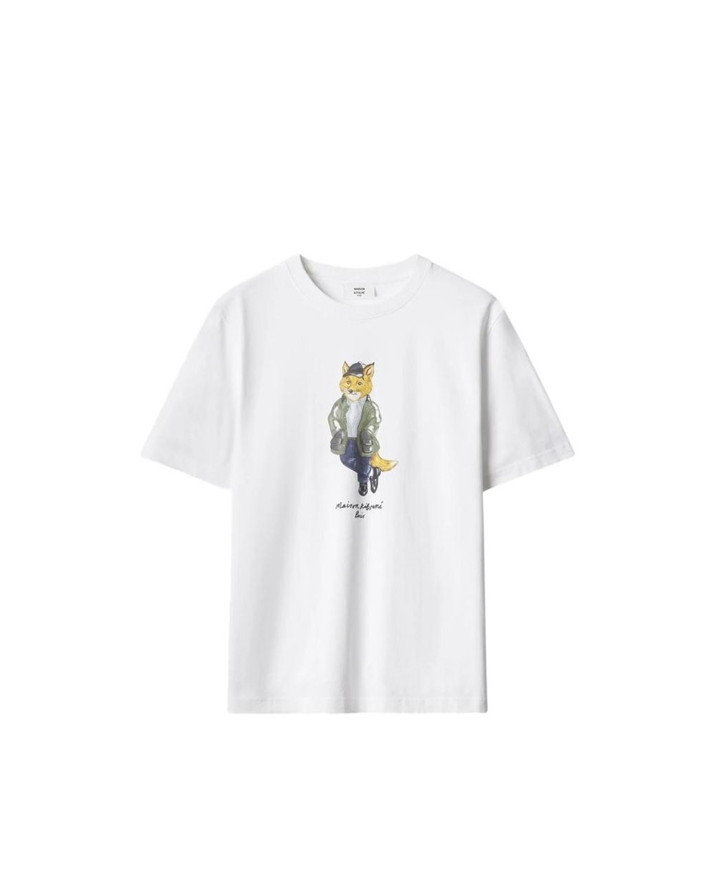 Maison Kitsuné White Fox-Print T-Shirt for men