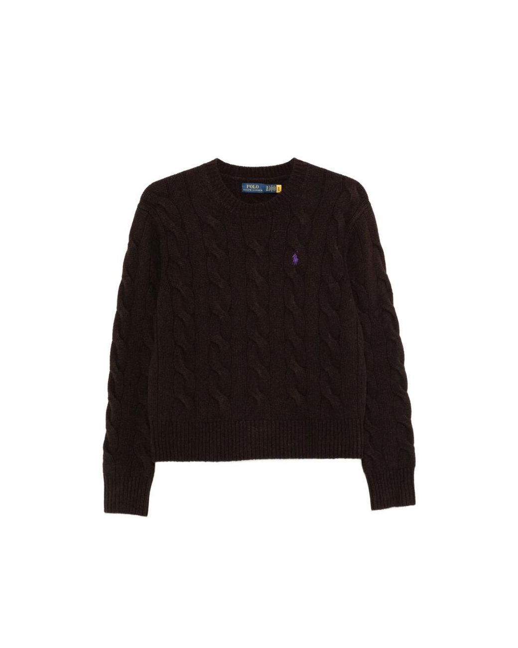 Ralph Lauren Black Cable-Knit Embroidered-Logo Sweater
