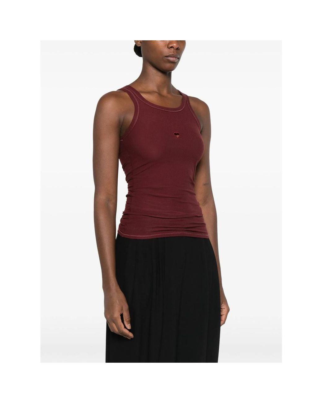 Baserange Red Heart Ribbed-Knit Tank Top