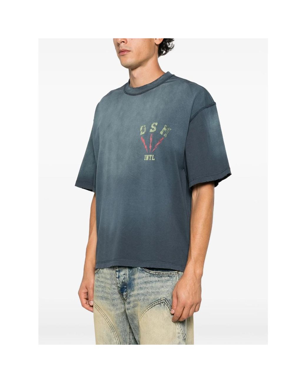 DIET STARTS MONDAY Blue Graphic-Print T-Shirt for men