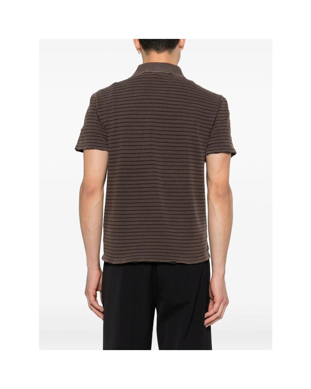 TONYWACK Brown Striped Polo Shirt for men