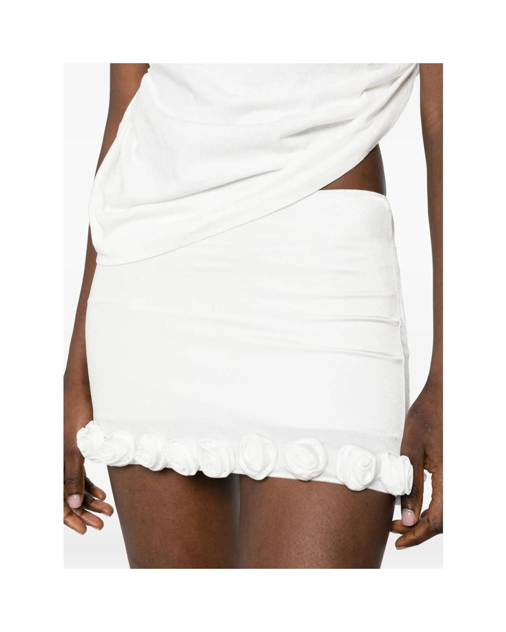 Oseree White Fitted Skirt