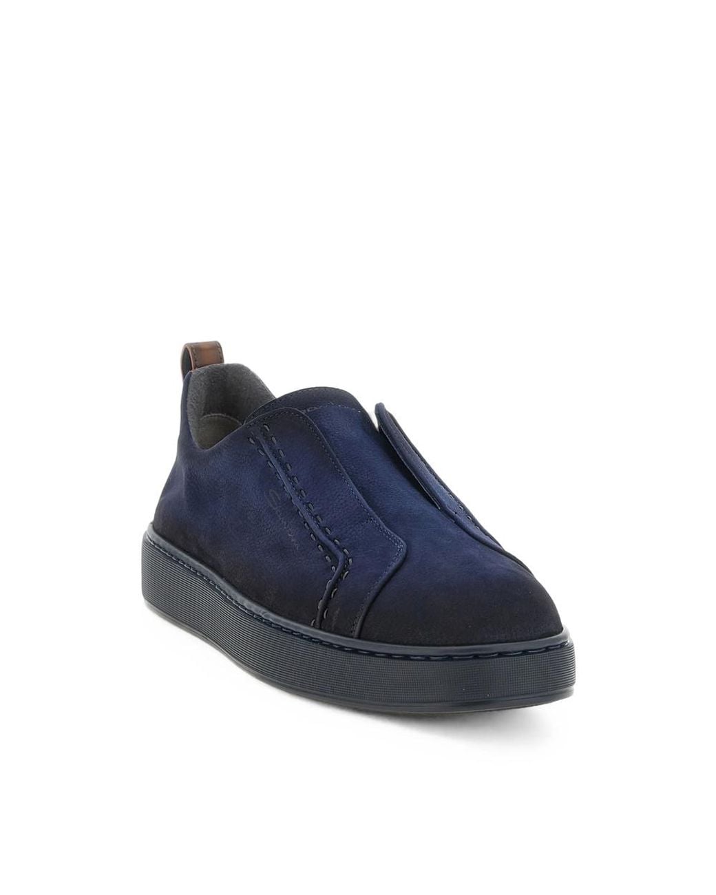 Santoni Blue Victory Leather Slip-On Sneakers for men
