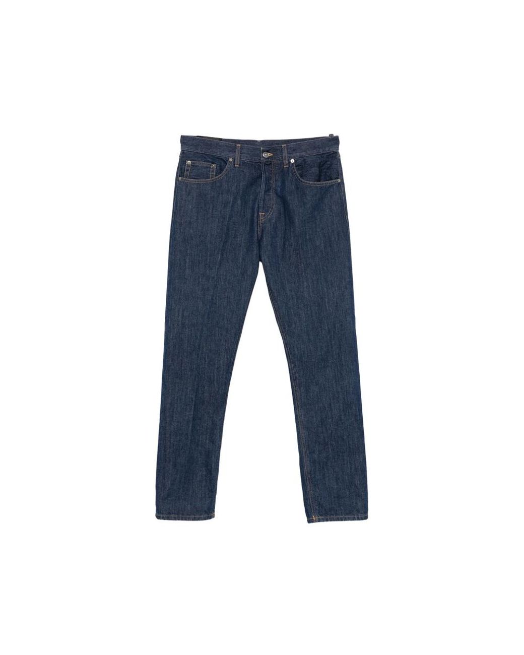 Dondup Blue Logo-Plaque Straight-Leg Jeans for men