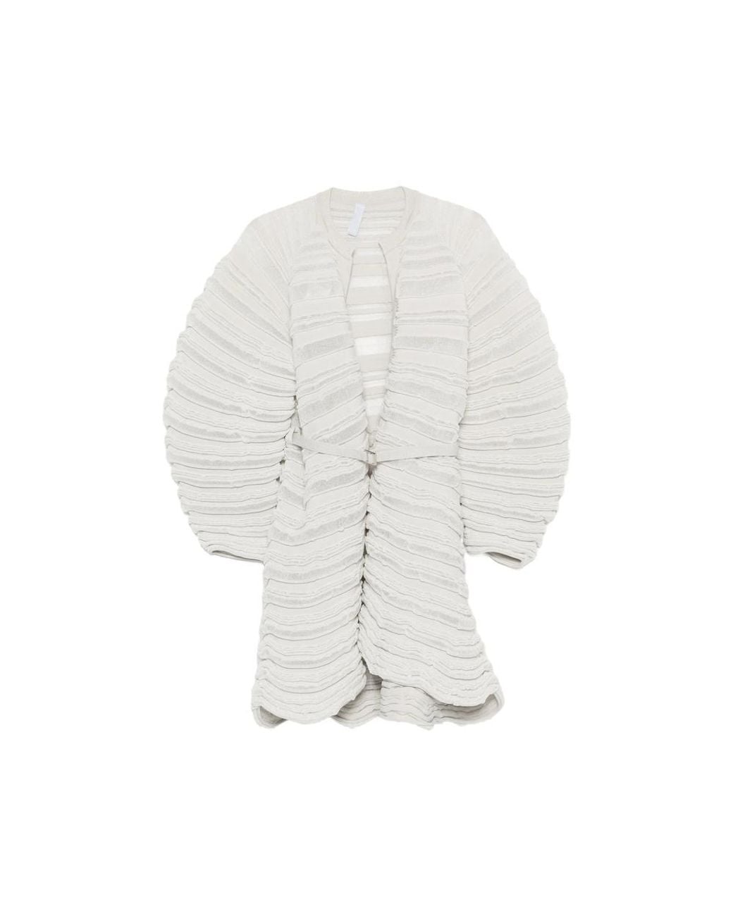 CFCL White Belted Ribbed-Knit Jacket
