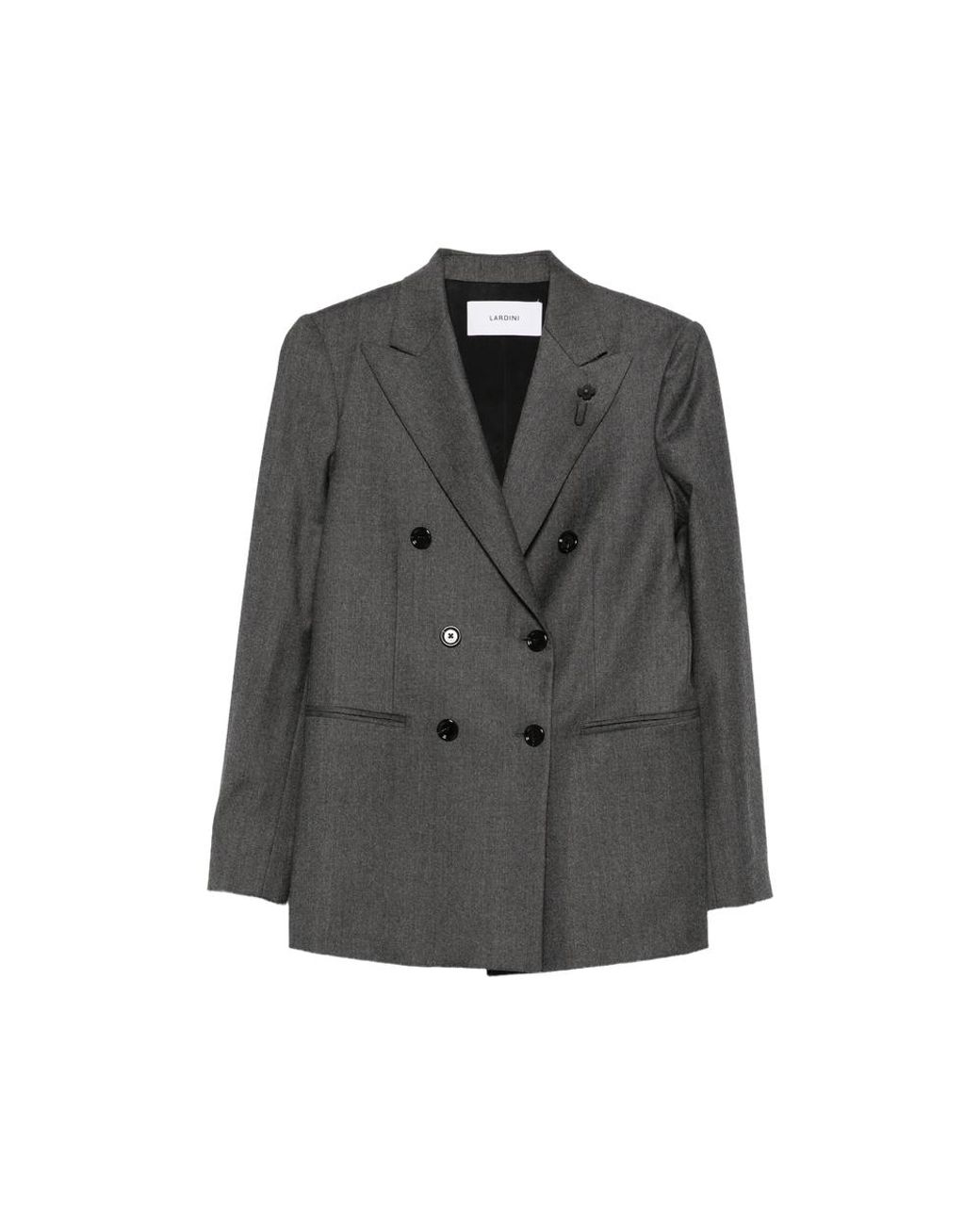 Lardini Gray Double-Breasted Peak-Lapels Jacket