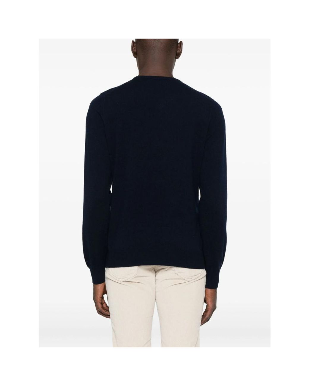 La Fileria Blue Crew-Neck Cashmere Sweater for men