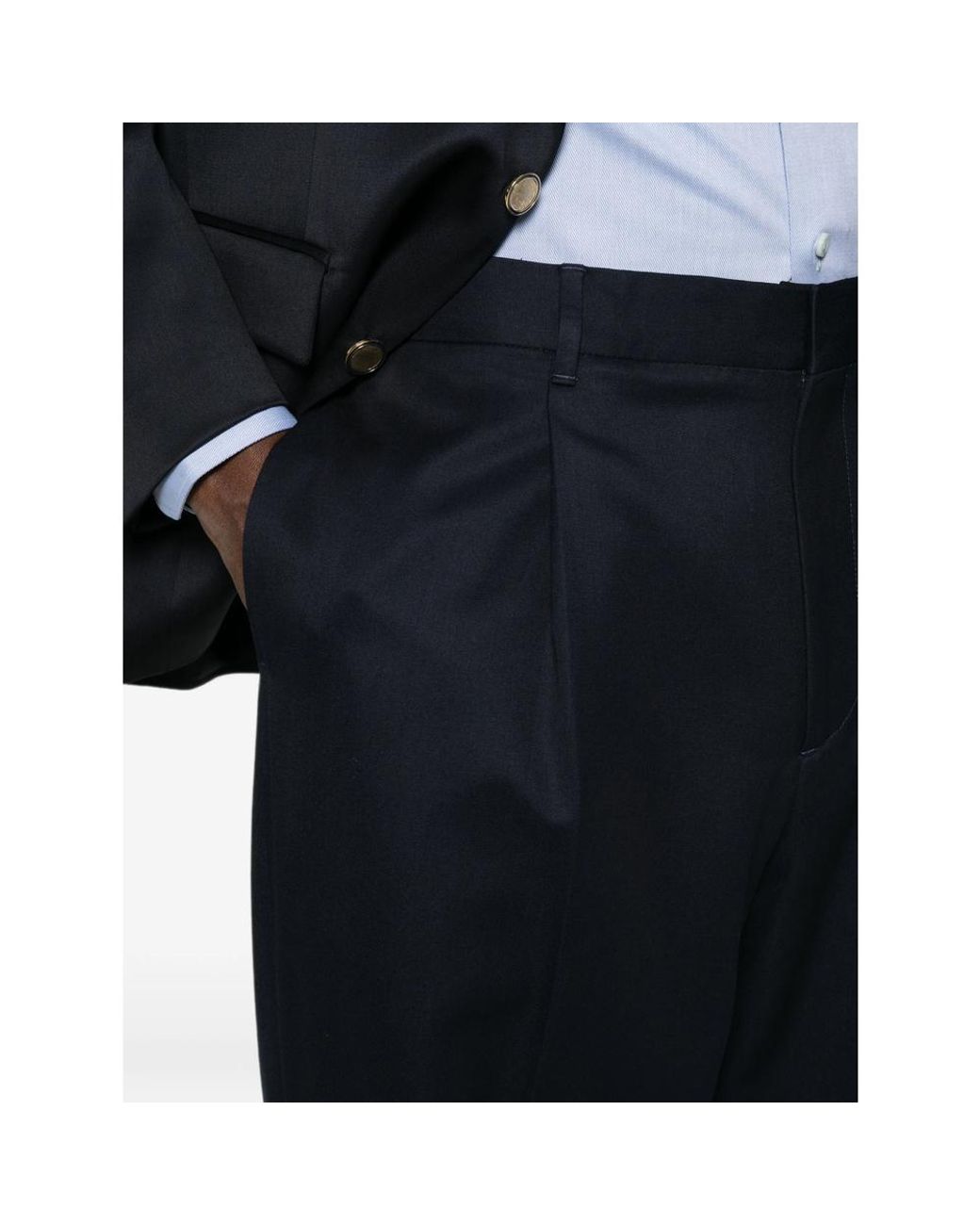 Lardini Blue Pleated Wide-Leg Trousers for men