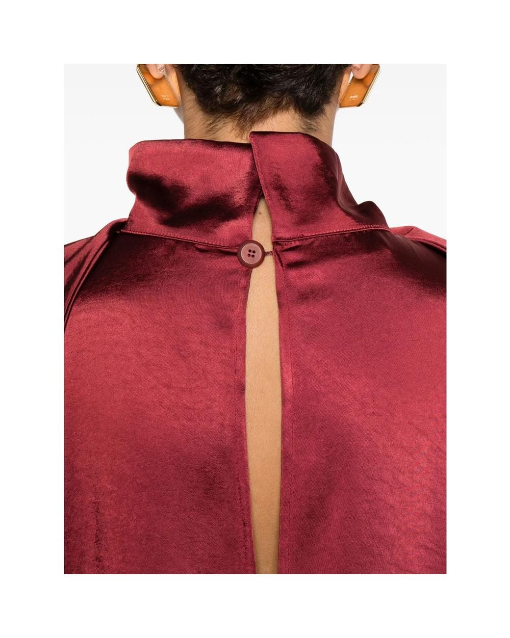 THE NINA STUDIO Red Cowl-Neck Blouse