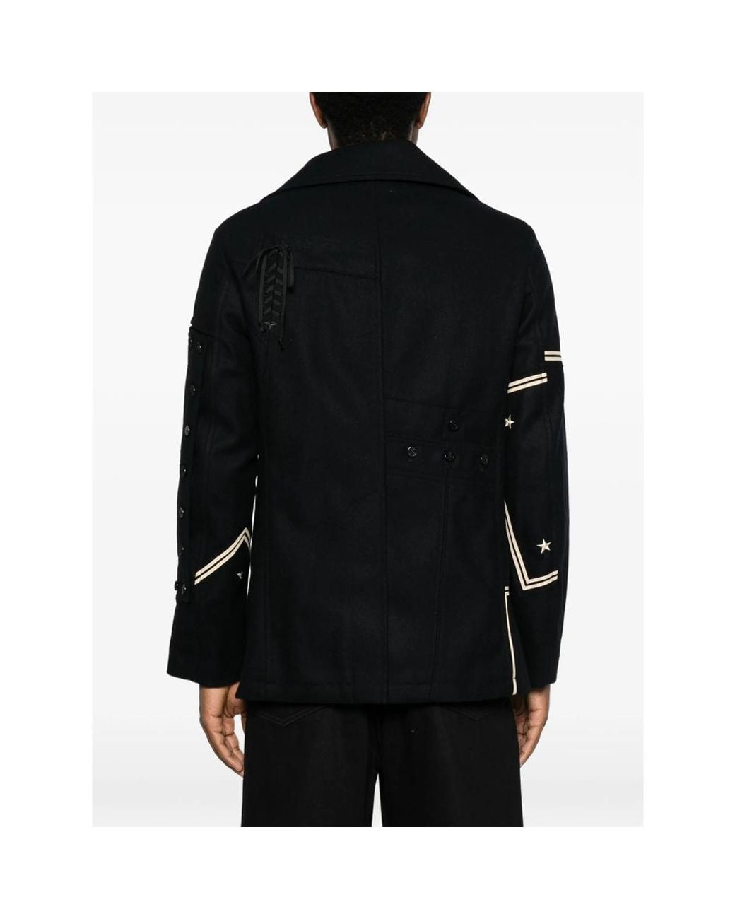 Junya Watanabe Black X Rebuild By Needles Patchwork Double-Breasted Coat for men