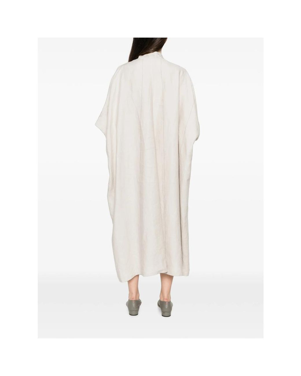 Ziggy Chen White Panelled Short-Sleeve Midi Dress