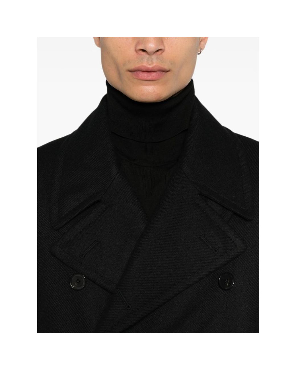 Caruso Black Corsaro Double-Breasted Coat for men