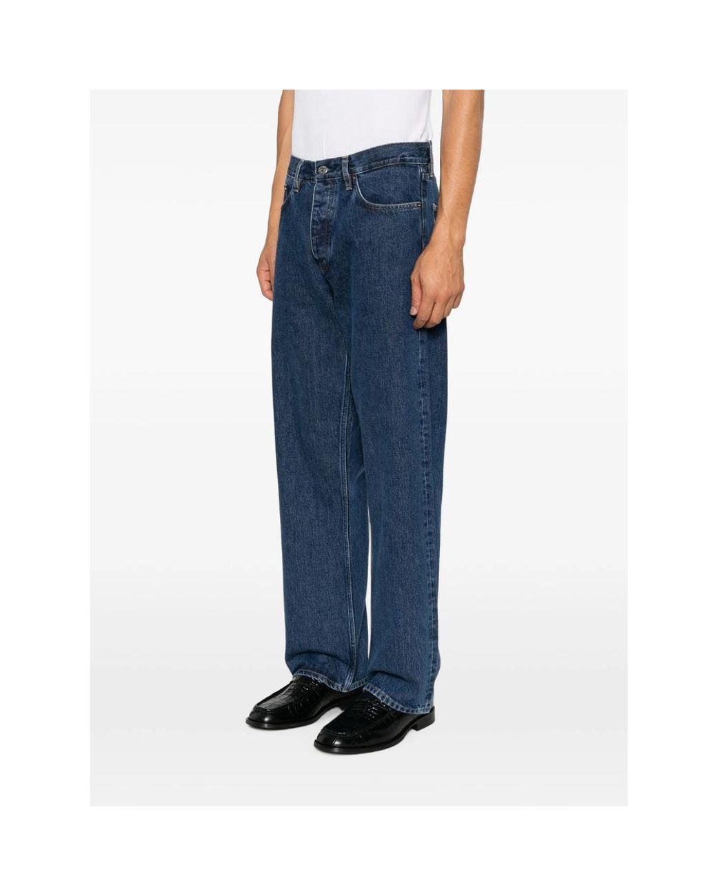sunflower Blue Loose Logo-Patch Straight-Leg Jeans for men