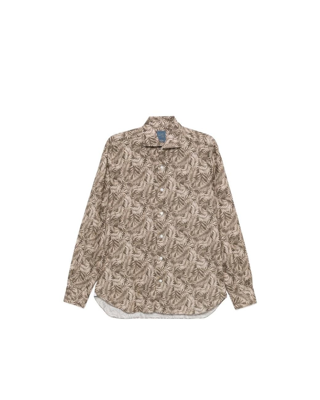Barba Napoli Natural Leaf-Print Shirt for men