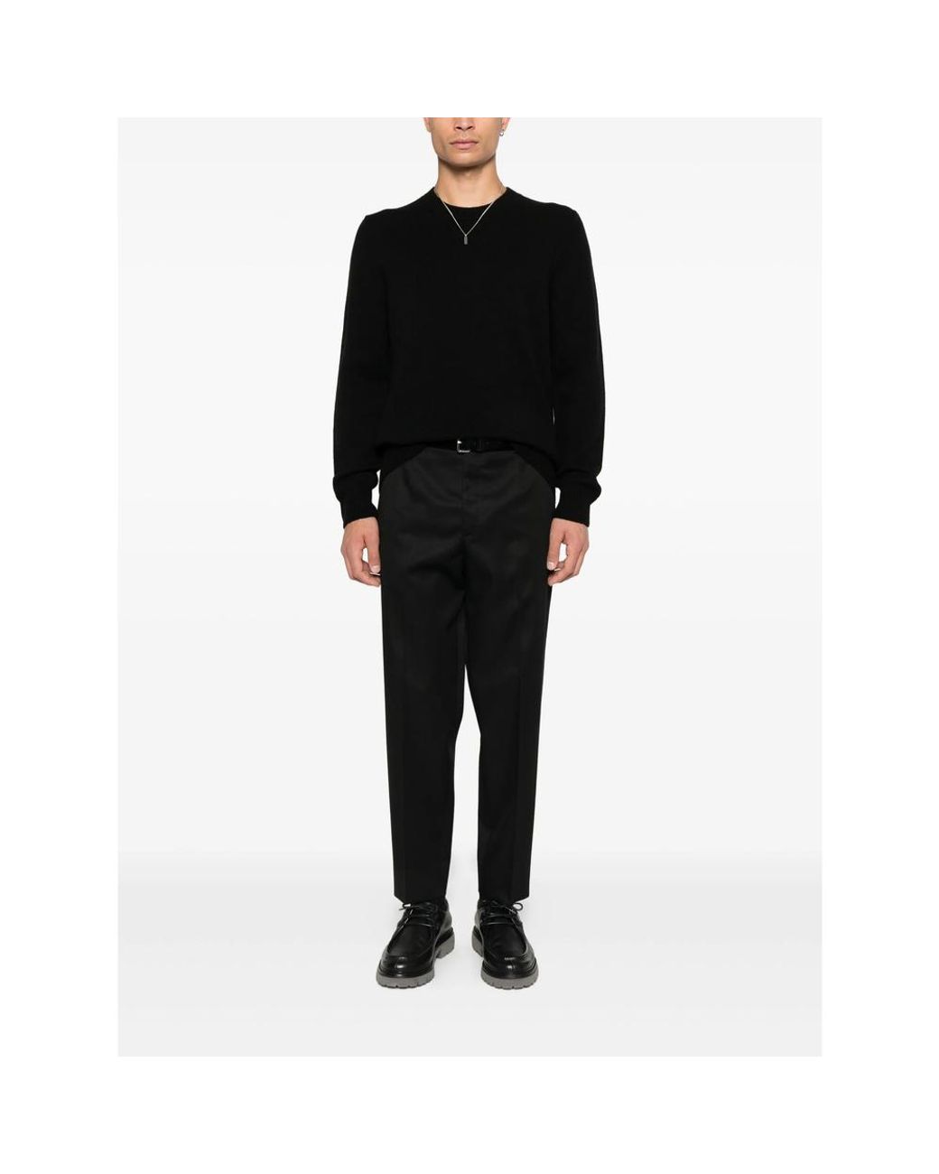 Soft Goat Black Crewneck Sweater for men
