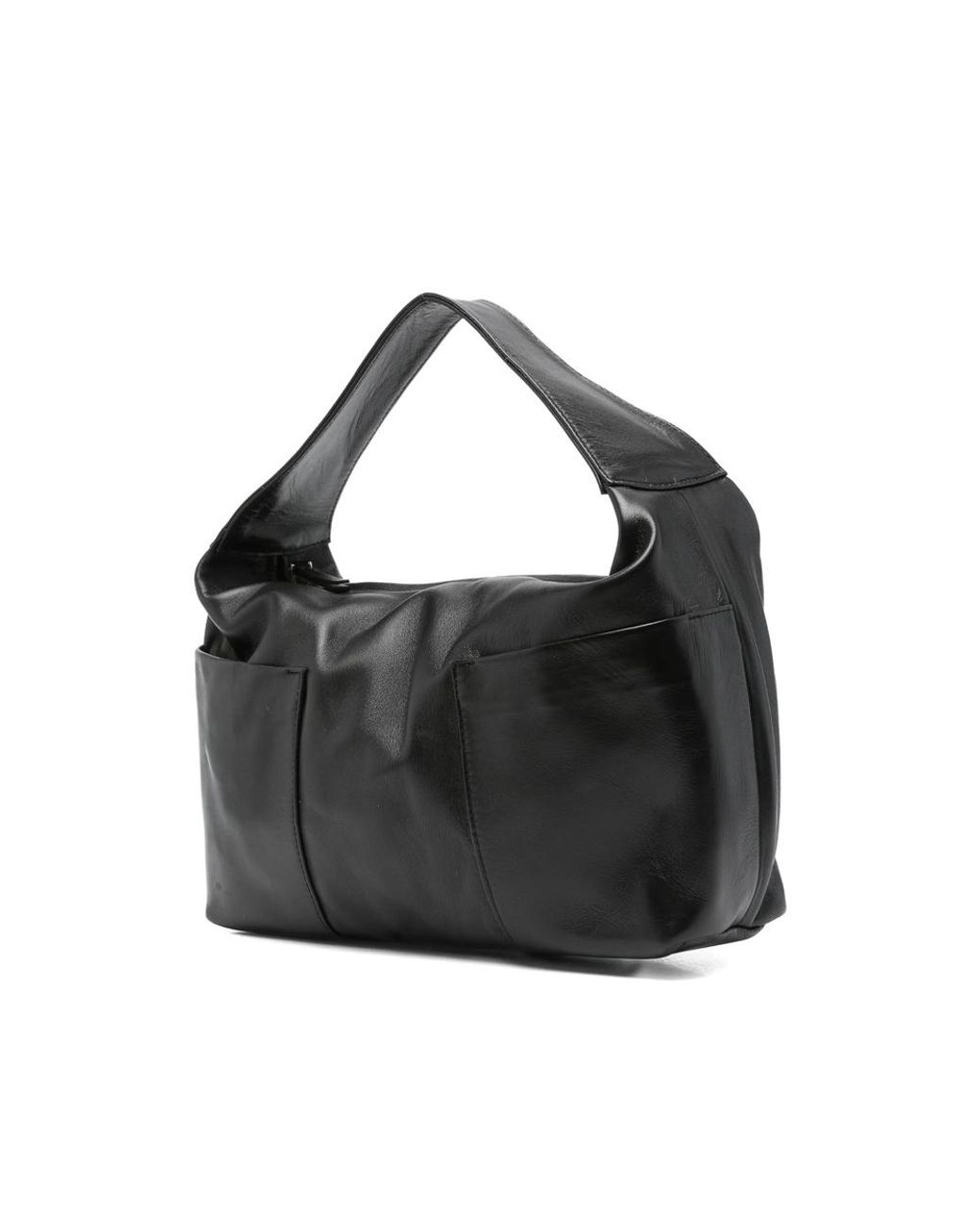 GIMAGUAS Black Leather Top-Handle Shoulder Bag