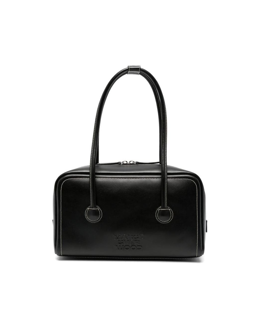 MARGE SHERWOOD Black Contrast-Stitch Embossed-Logo Tote Bag