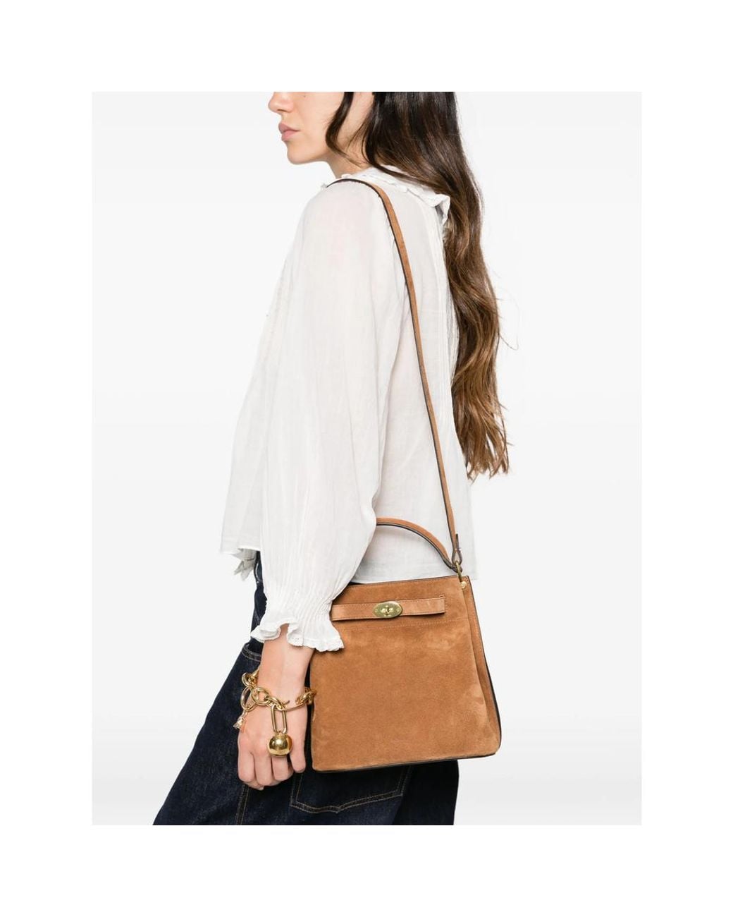 Mulberry Brown Postman's Lock Suede Tote Bag