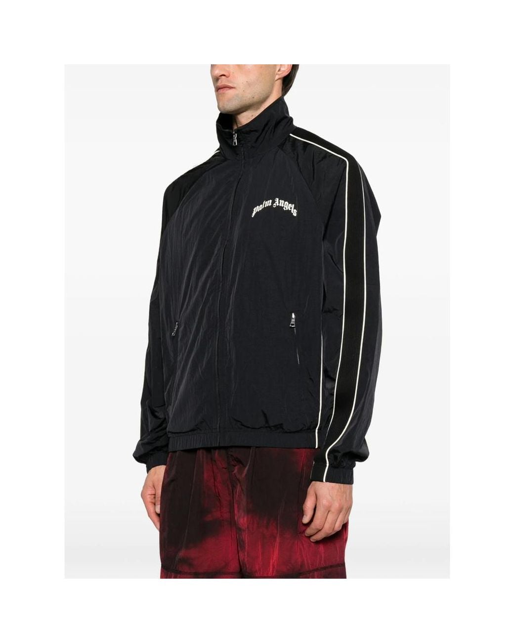 Palm Angels Black Logo-Print Track Jacket for men