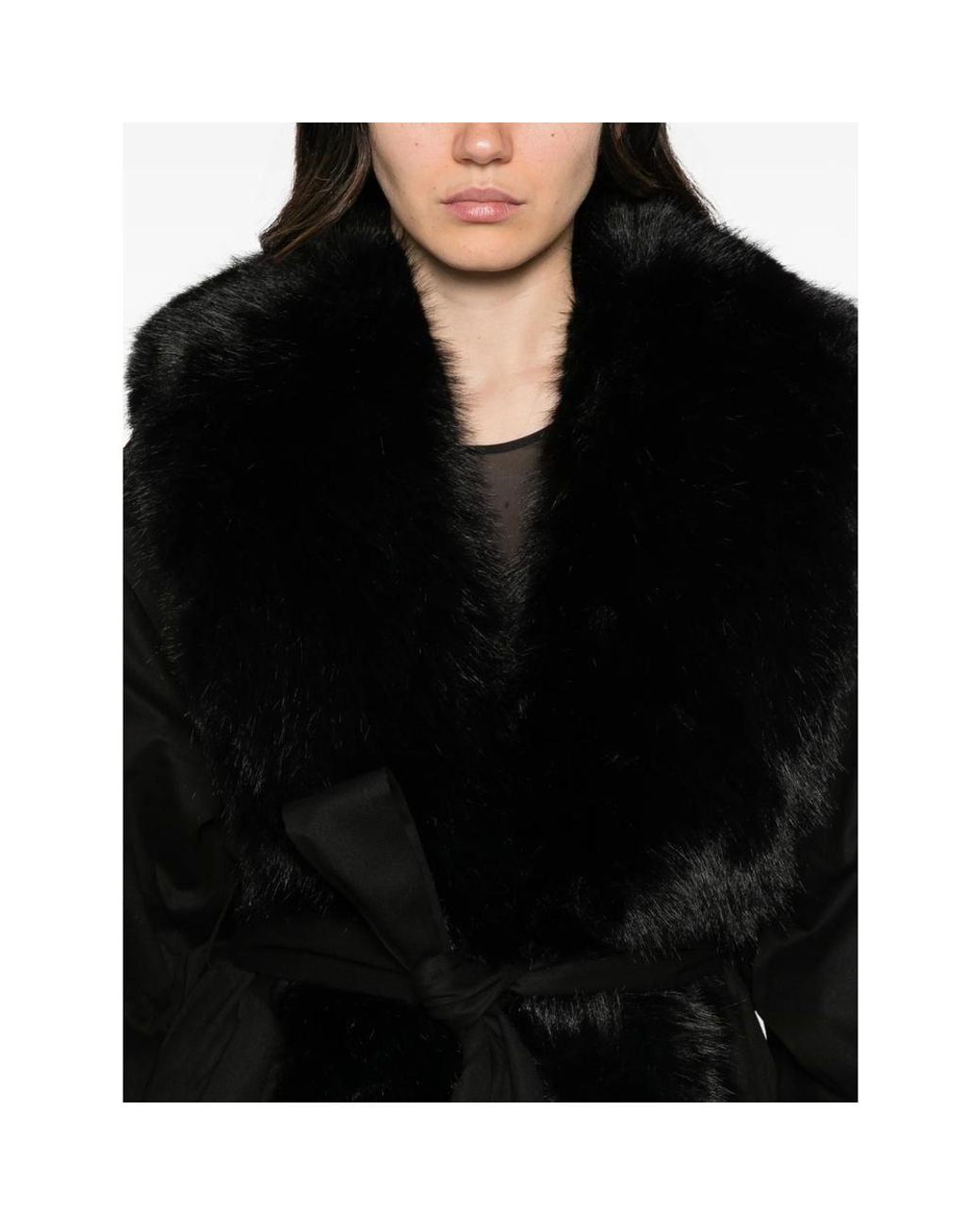 ROTATE BIRGER CHRISTENSEN Black Faux-Fur Collar Jacket