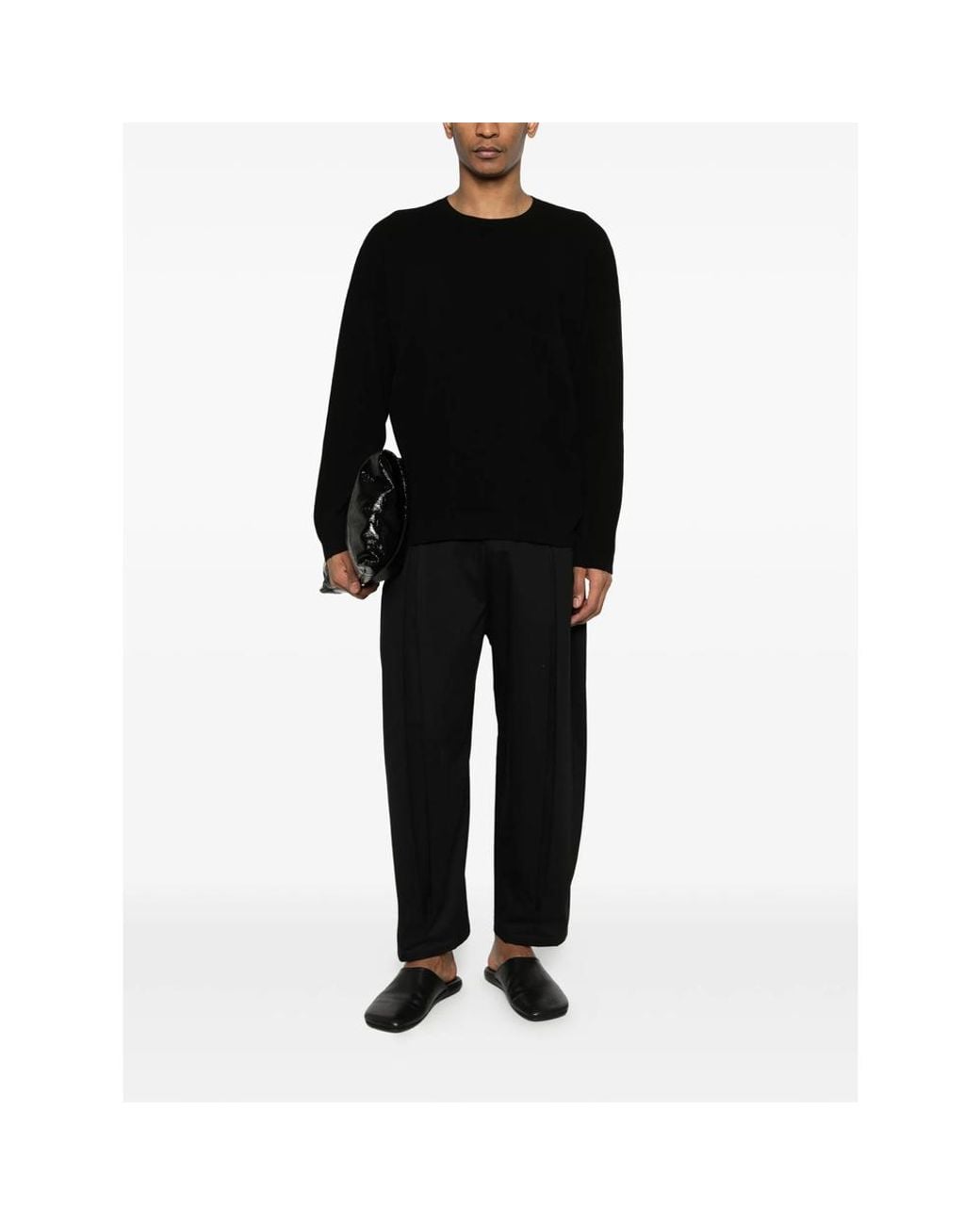Isabel Benenato Black Lucca Crew-Neck Sweatshirt for men
