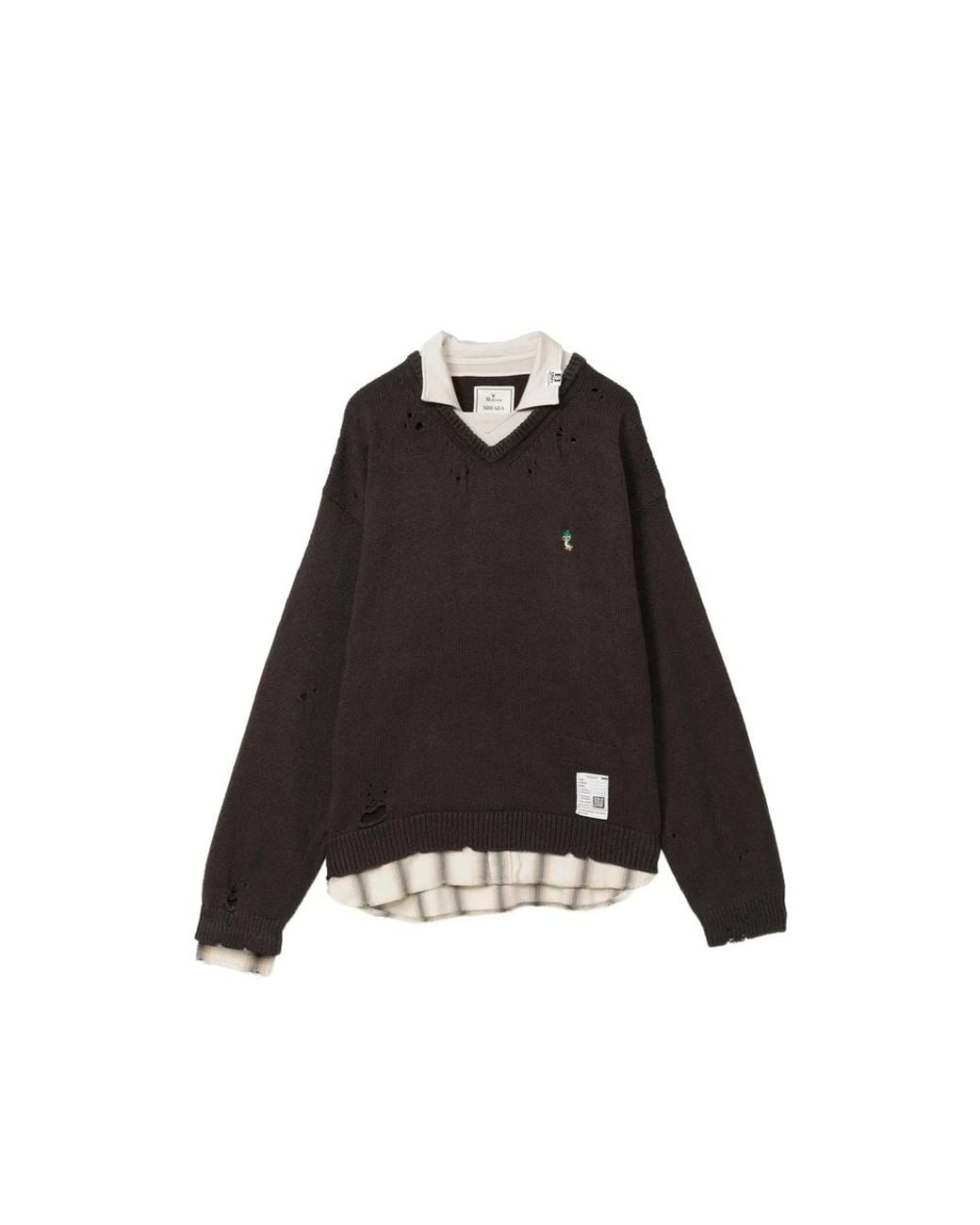 Maison Mihara Yasuhiro Black Triple Layered Collar Sweater for men