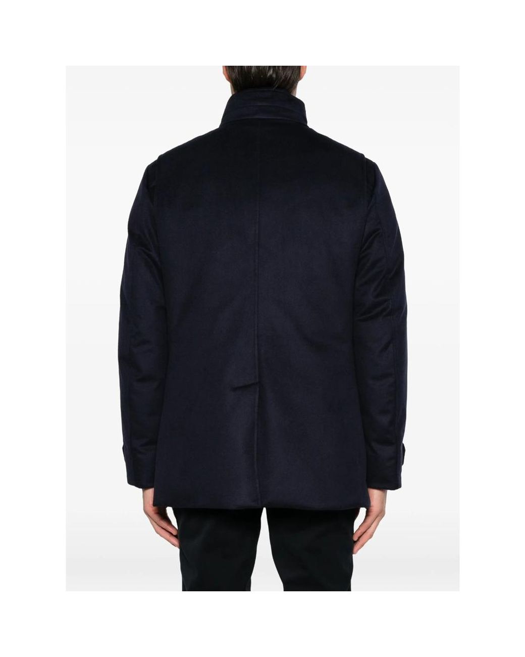 Moorer Blue High-Neck Buttoned Jacket for men