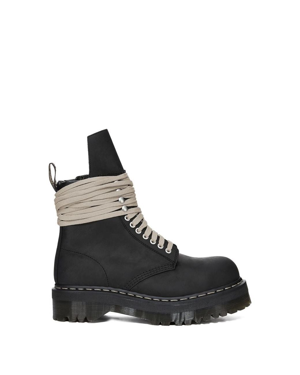 Rick Owens X Dr. Martens Black Quad Sole Steel Toe Combat Boots