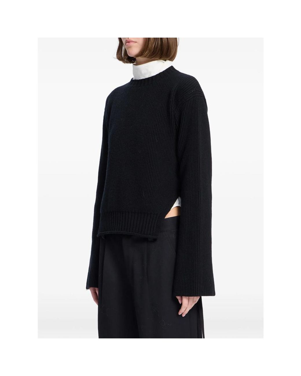 Ann Demeulemeester Black Cashmere Ribbed-Knit Sweater