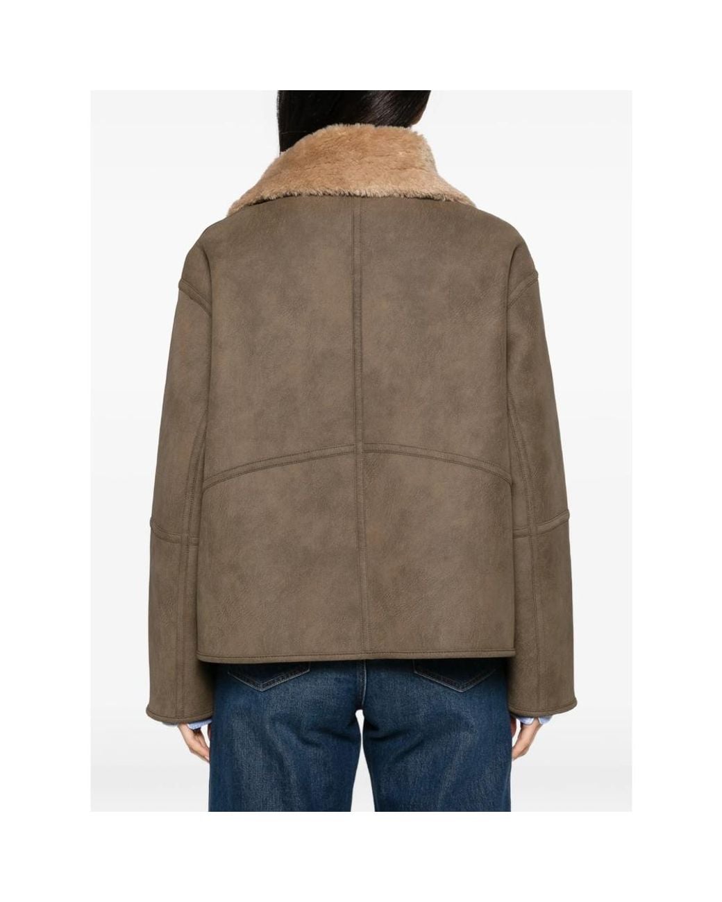 JC Sophie Natural Faux-Shearling-Collar Jacket