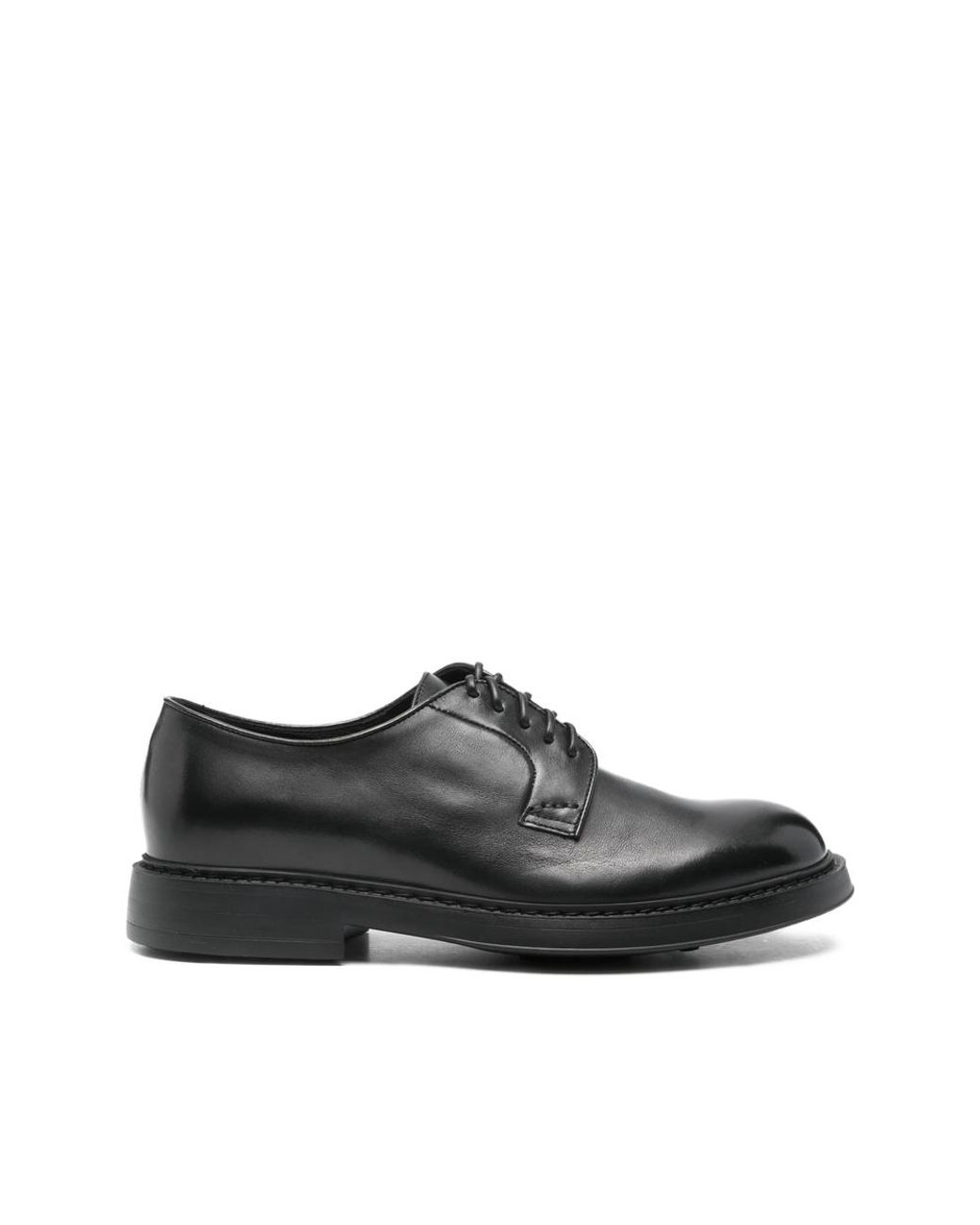 Doucal's Black Leather Derby Shoes for men